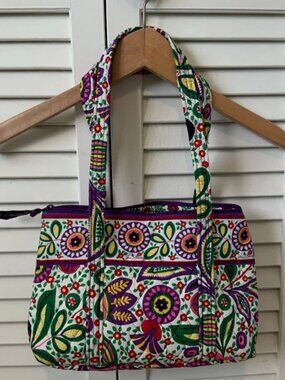 Vera Bradley Viva La Vera Quilted Zip Top Shoulder Tote Bag Floral Multicolor